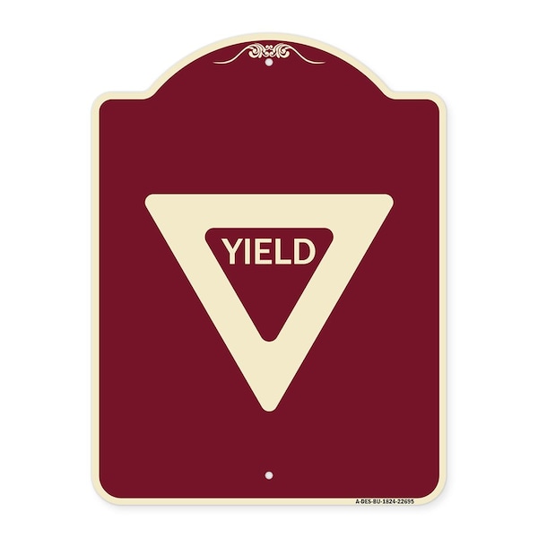 Signmission Designer Series Sign-Yield, Burgundy Heavy-Gauge Aluminum Sign, 24" x 18", BU-1824-22695 A-DES-BU-1824-22695 - main